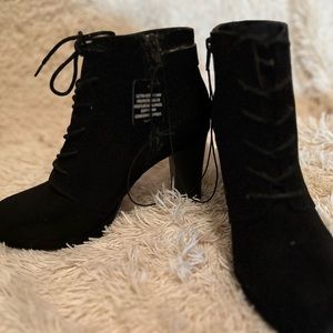 Faux suede boots.